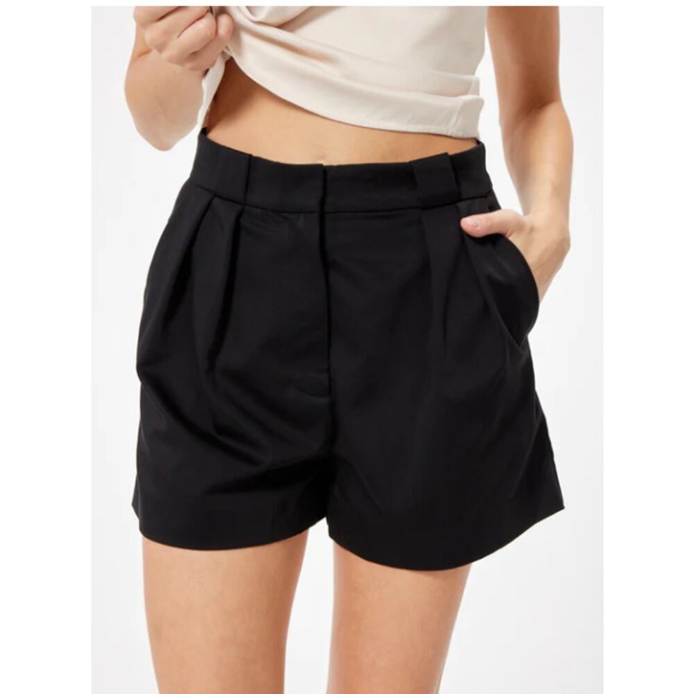Sophie Rue Shorts Womes Size L Thierry Pleated High Rise Pockets Black‎
